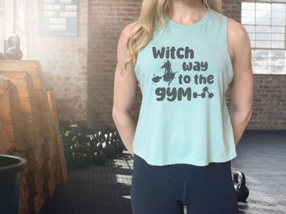 Witch Way to the Gym Halloween Workout Crop Tank Top