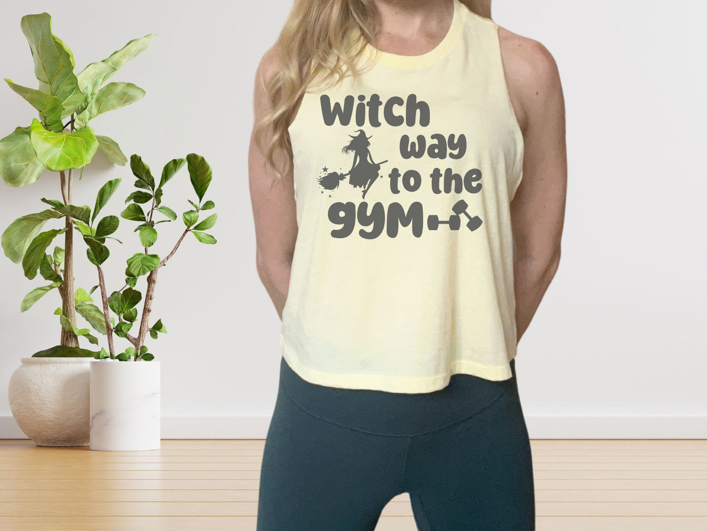 Witch Way to the Gym Halloween Workout Crop Tank Top