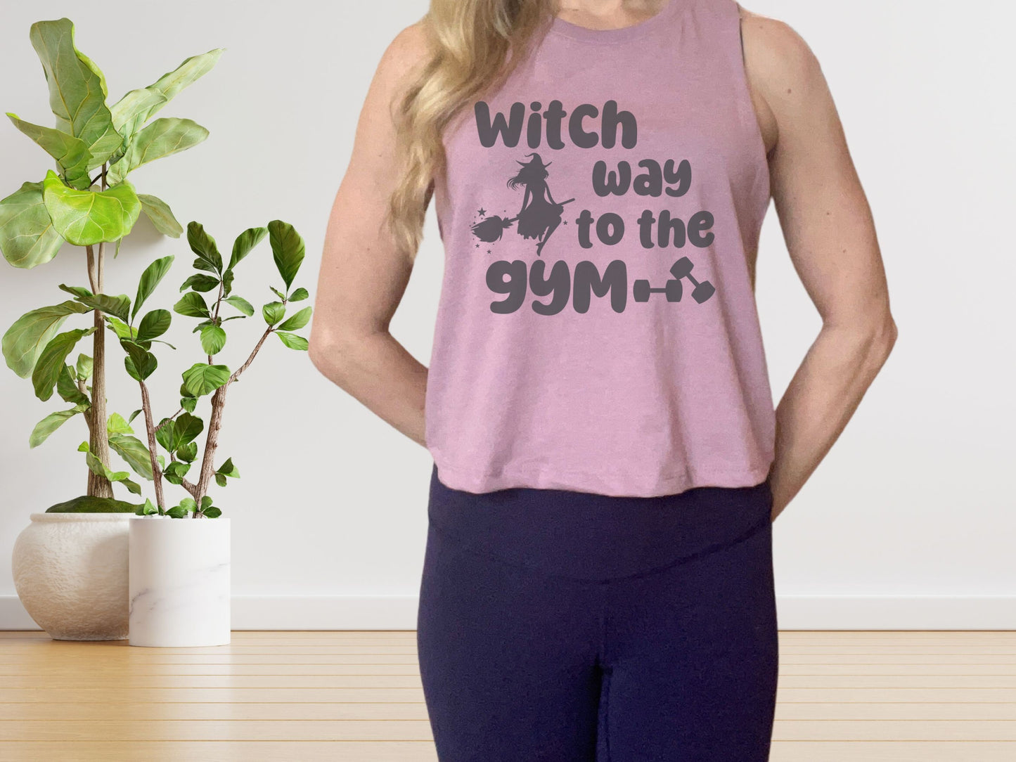 Witch Way to the Gym Halloween Workout Crop Tank Top