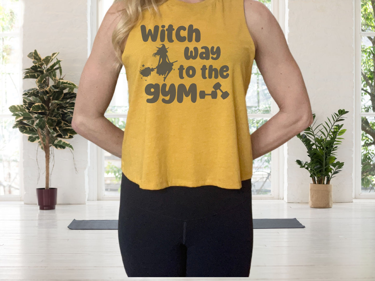 Witch Way to the Gym Halloween Workout Crop Tank Top