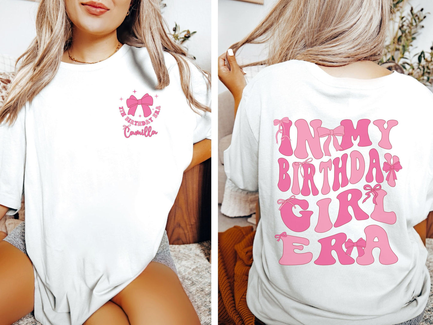 Personalized Birthday Girl Tee - Coquette Bow In My Birthday Girl Era Shirt