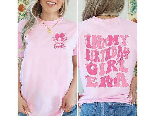 Personalized Birthday Girl Tee - Coquette Bow In My Birthday Girl Era Shirt