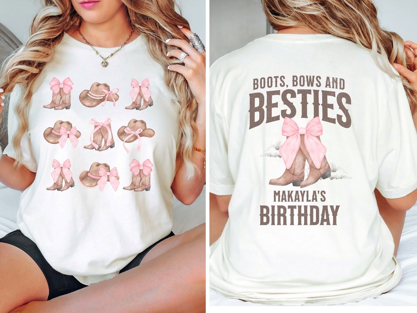 Personalized Coquette Cowgirl Birthday Shirt