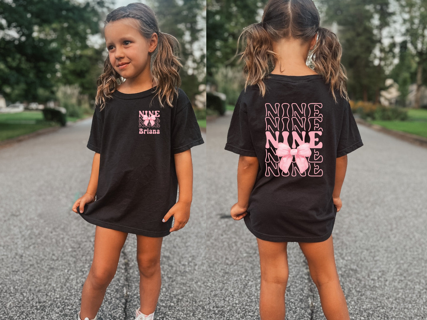 Custom Coquette Bow, Ninth Birthday Shirt