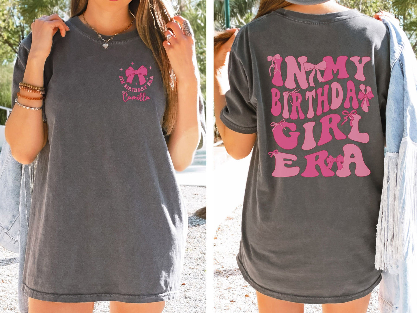 Personalized Birthday Girl Tee - Coquette Bow In My Birthday Girl Era Shirt