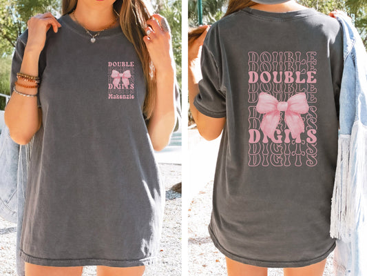 Custom  Coquette Bow Double Digits Shirt