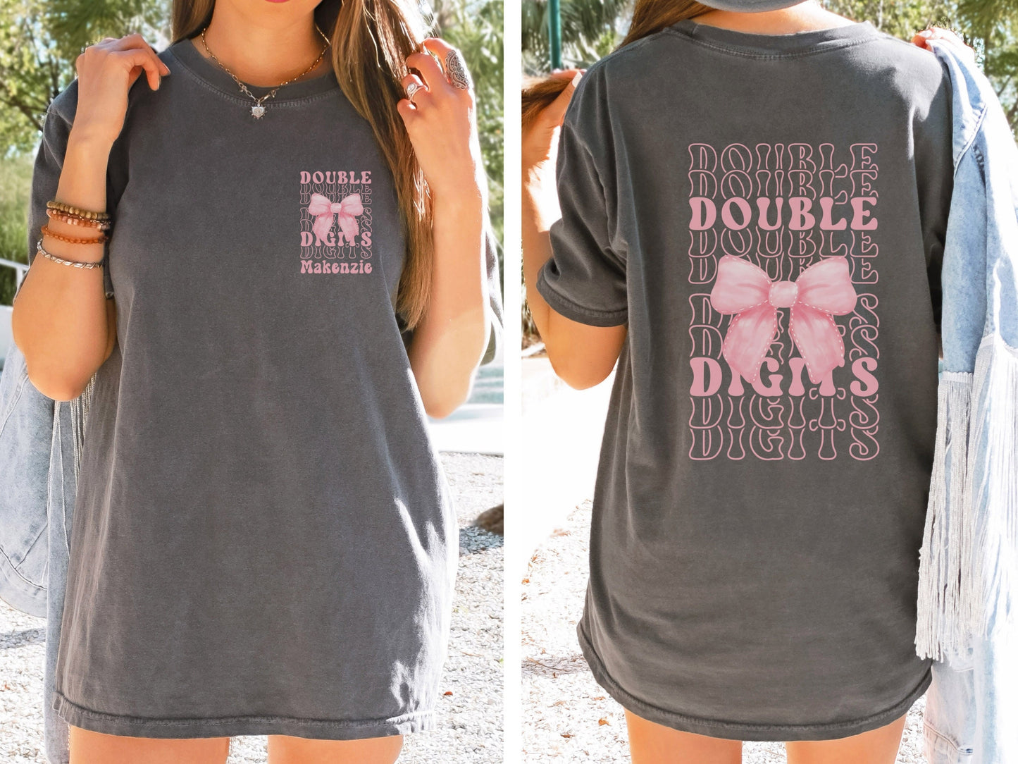 Personalized Double Digits Coquette Bow Shirt