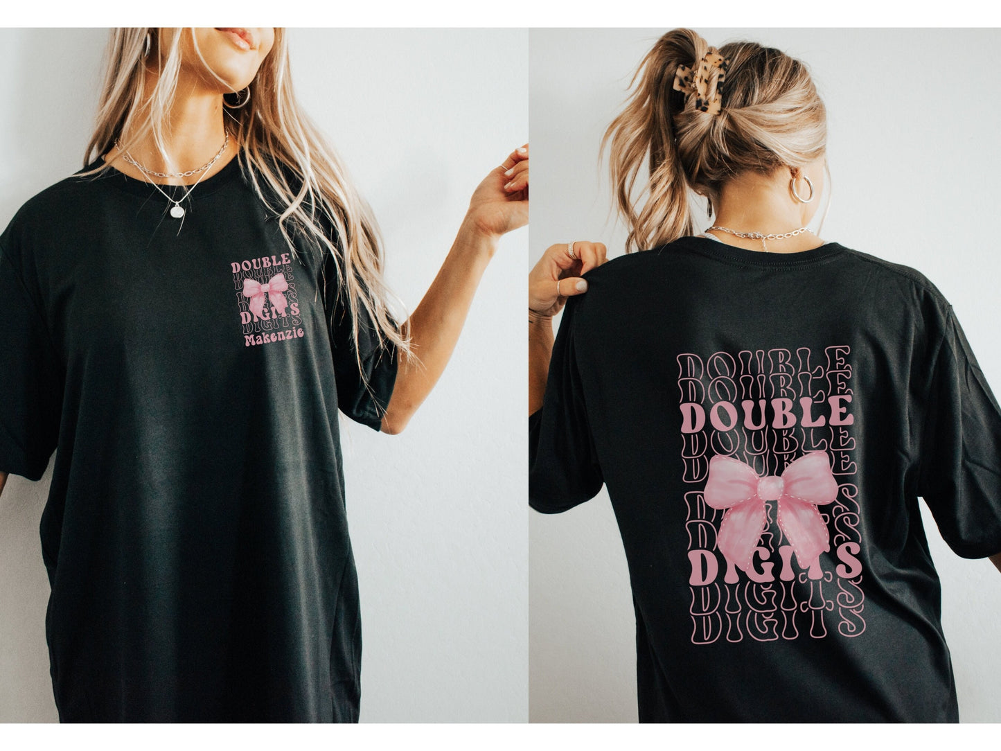 Personalized Double Digits Coquette Bow Shirt