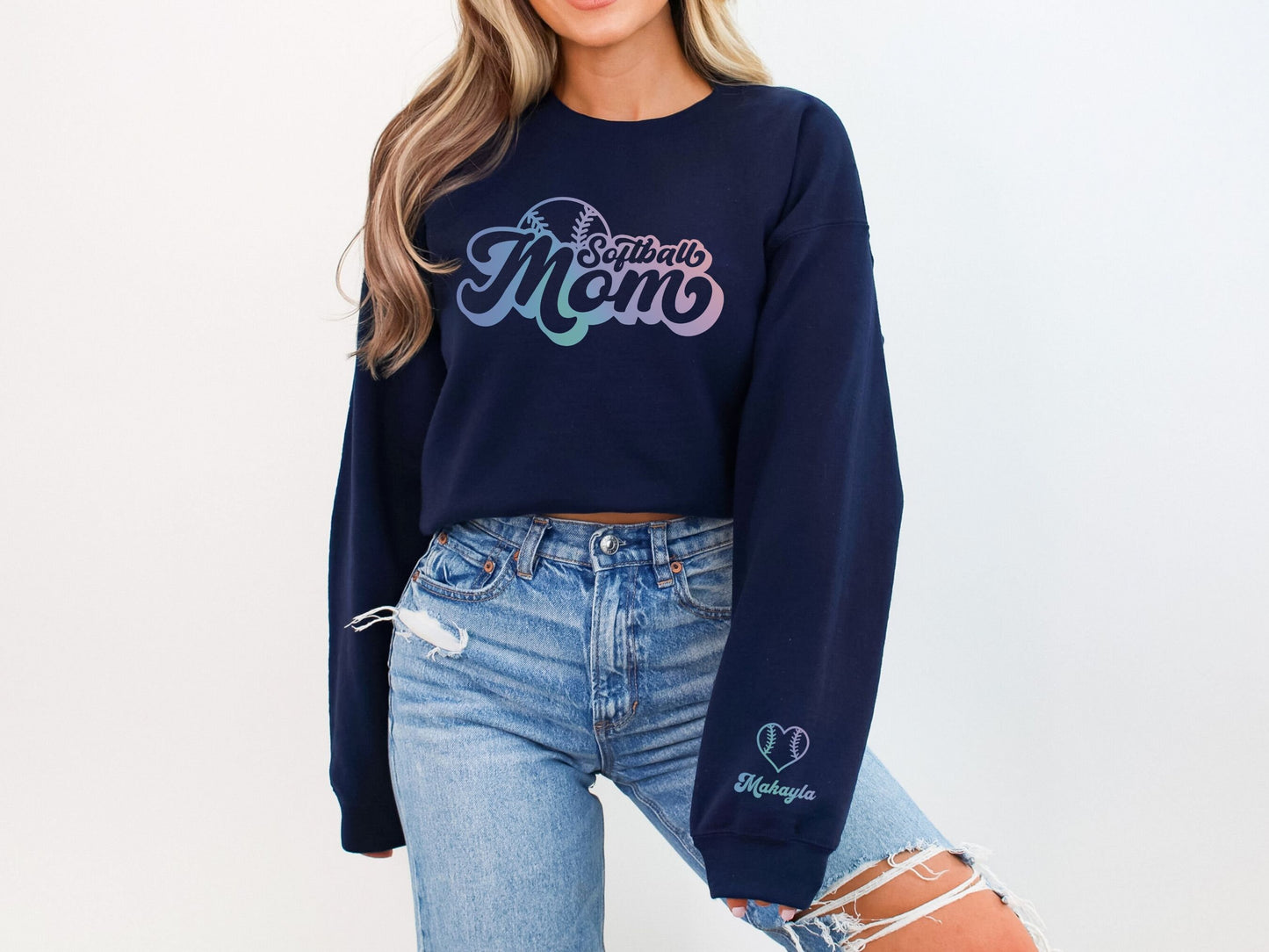 Personalized Softball Mom Sweatshirt