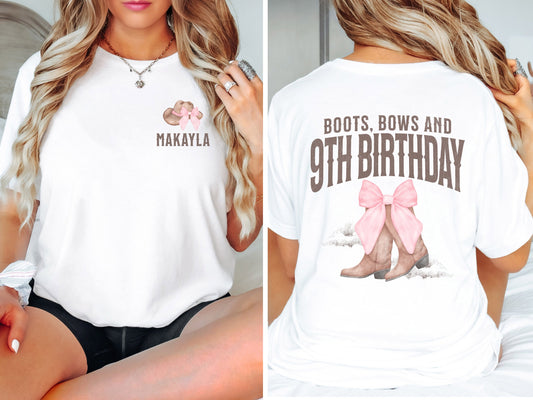 Custom Coquette Cowgirl 9th Birthday Shirt