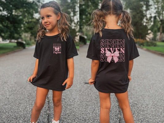 Personalized Coquette Bow 7th Birthday Shirt