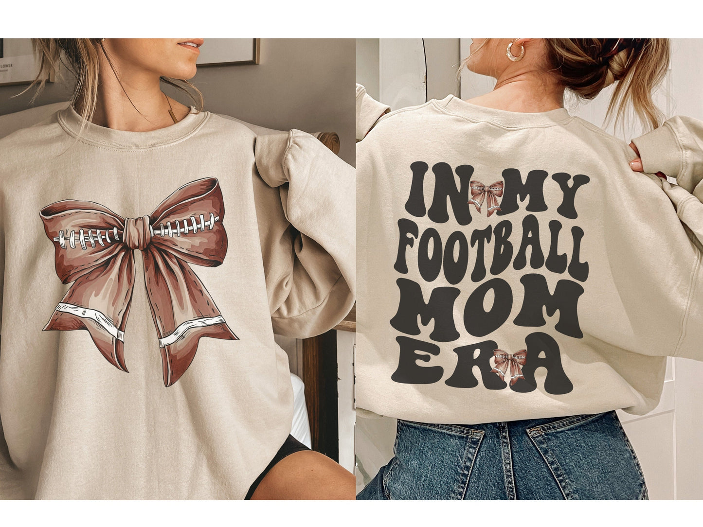 In My Football Mom Era Bow Coquette Sweatshirt