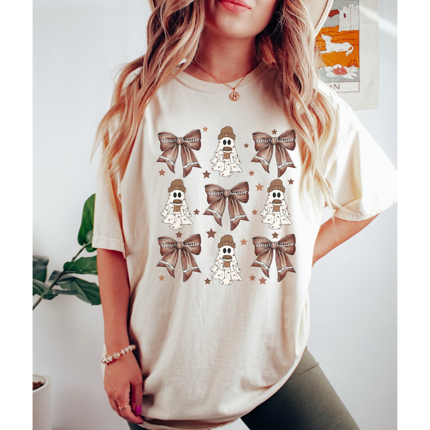 Football Bow Ghost Coffee Shirt