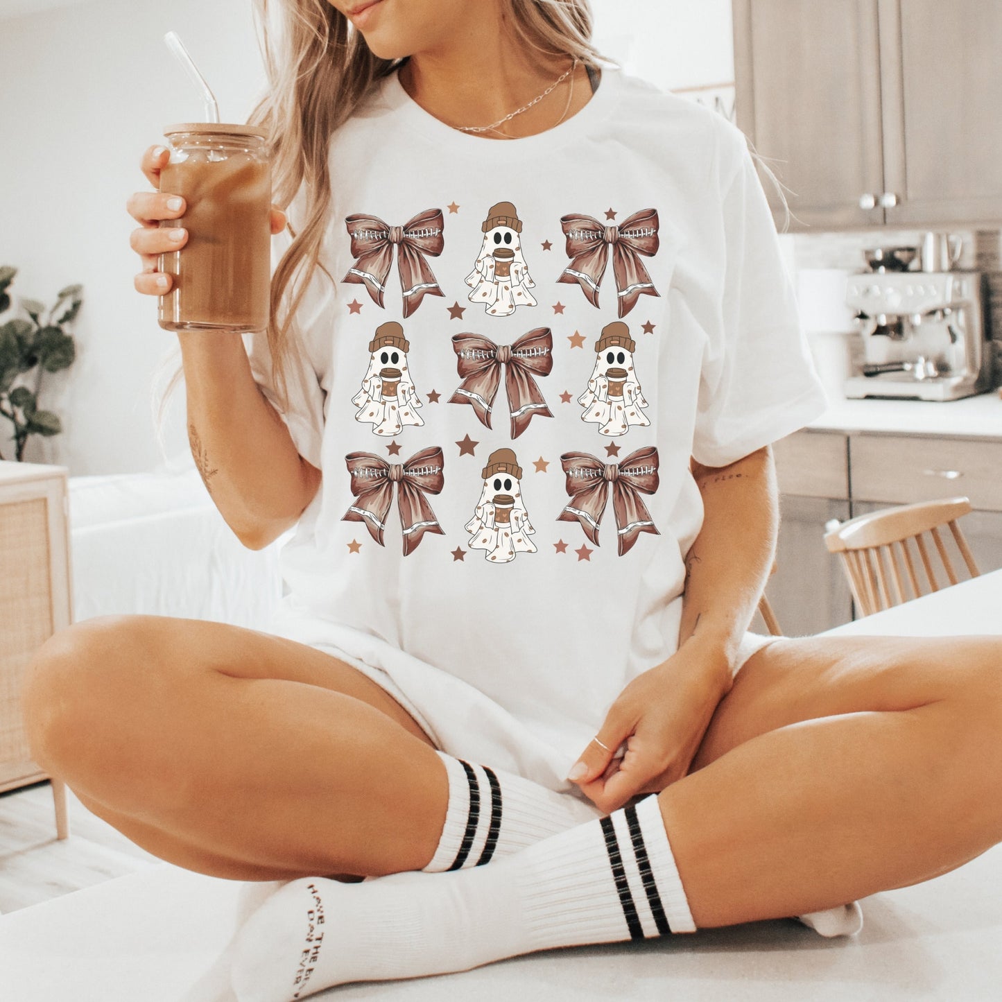 Football Bow Ghost Coffee Shirt