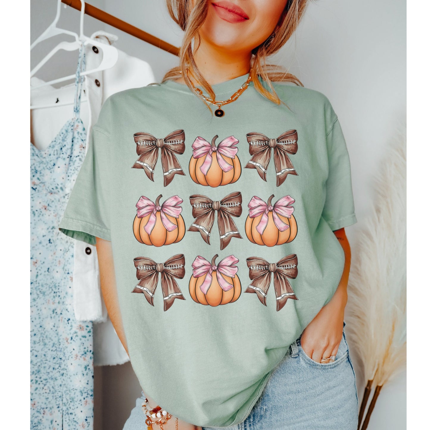 Football Bow Pumpkin Shirt