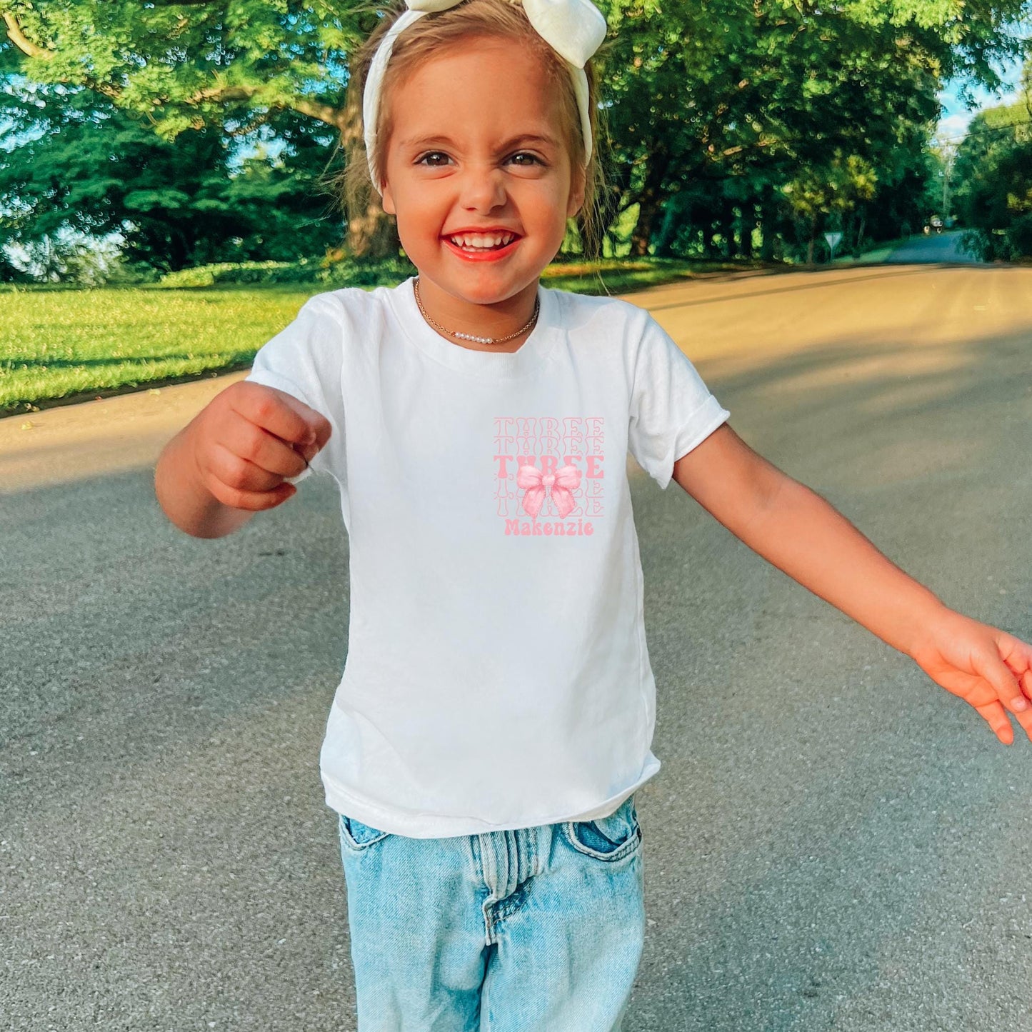 Personalized 3rd Birthday Bow Shirt