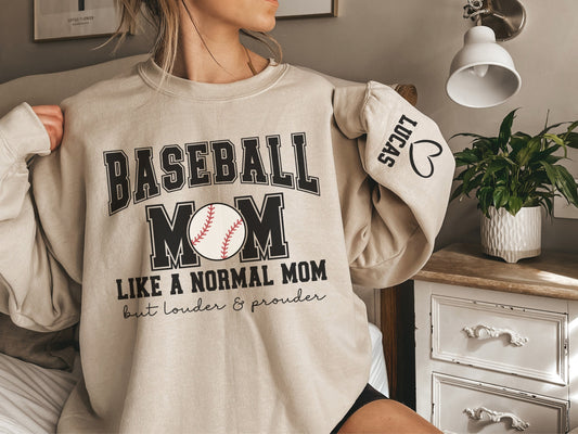 Baseball Mom Sweatshirt Like a Normal Mom But Louder and Prouder