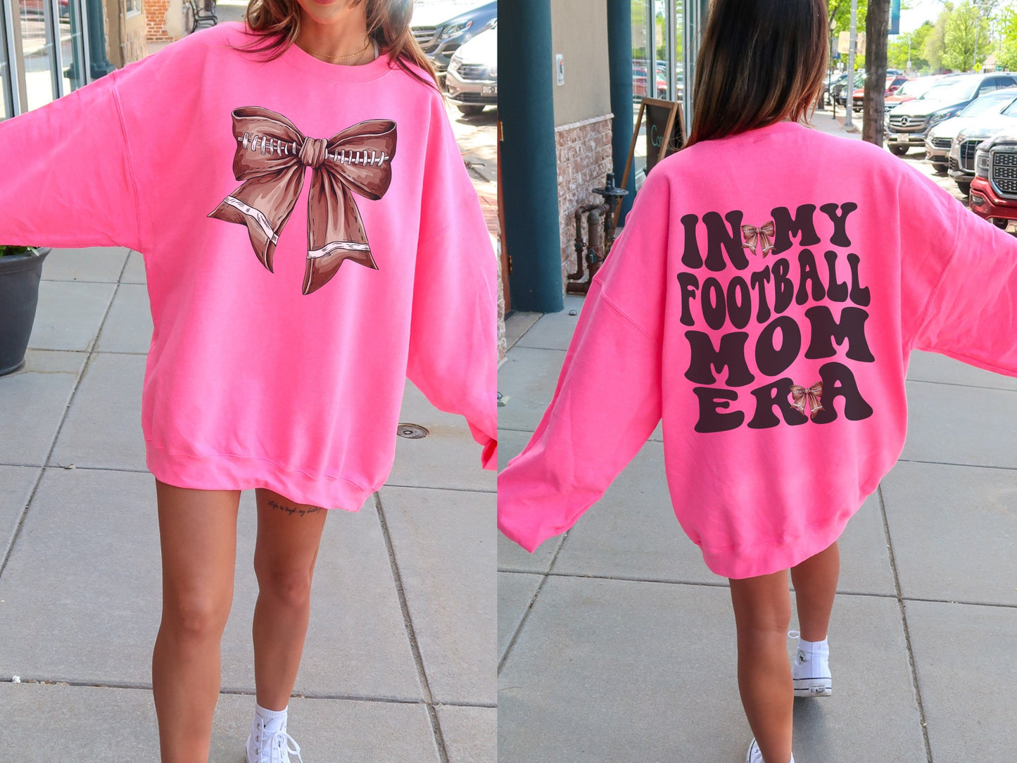 In My Football Mom Era Bow Coquette Sweatshirt