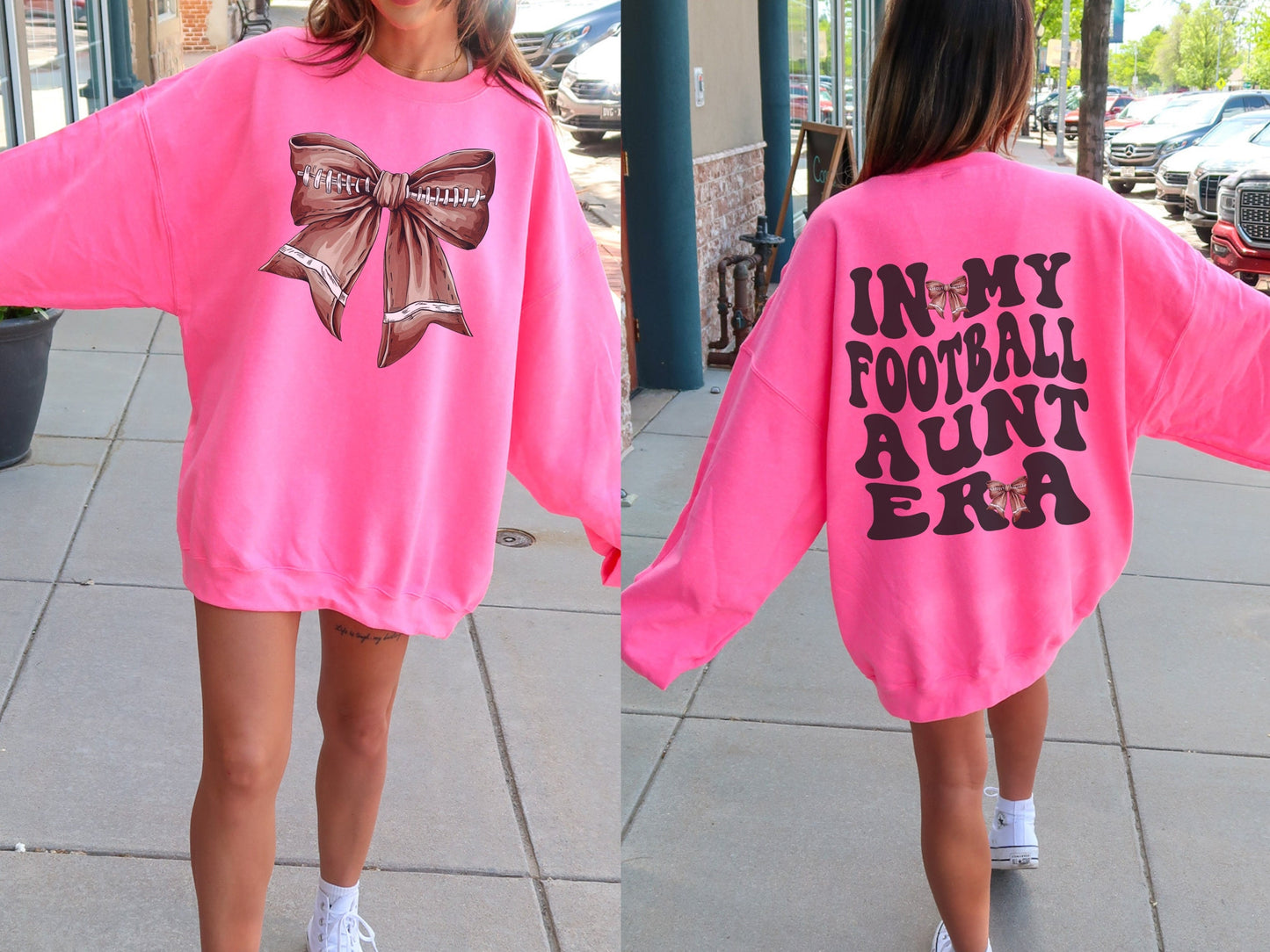 In My Football Aunt Era Bow Coquette Sweatshirt