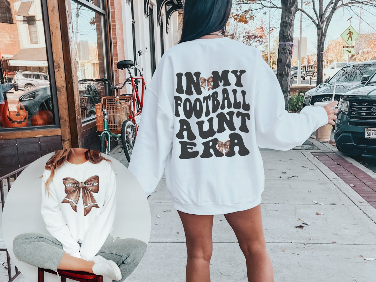 In My Football Aunt Era Bow Coquette Sweatshirt