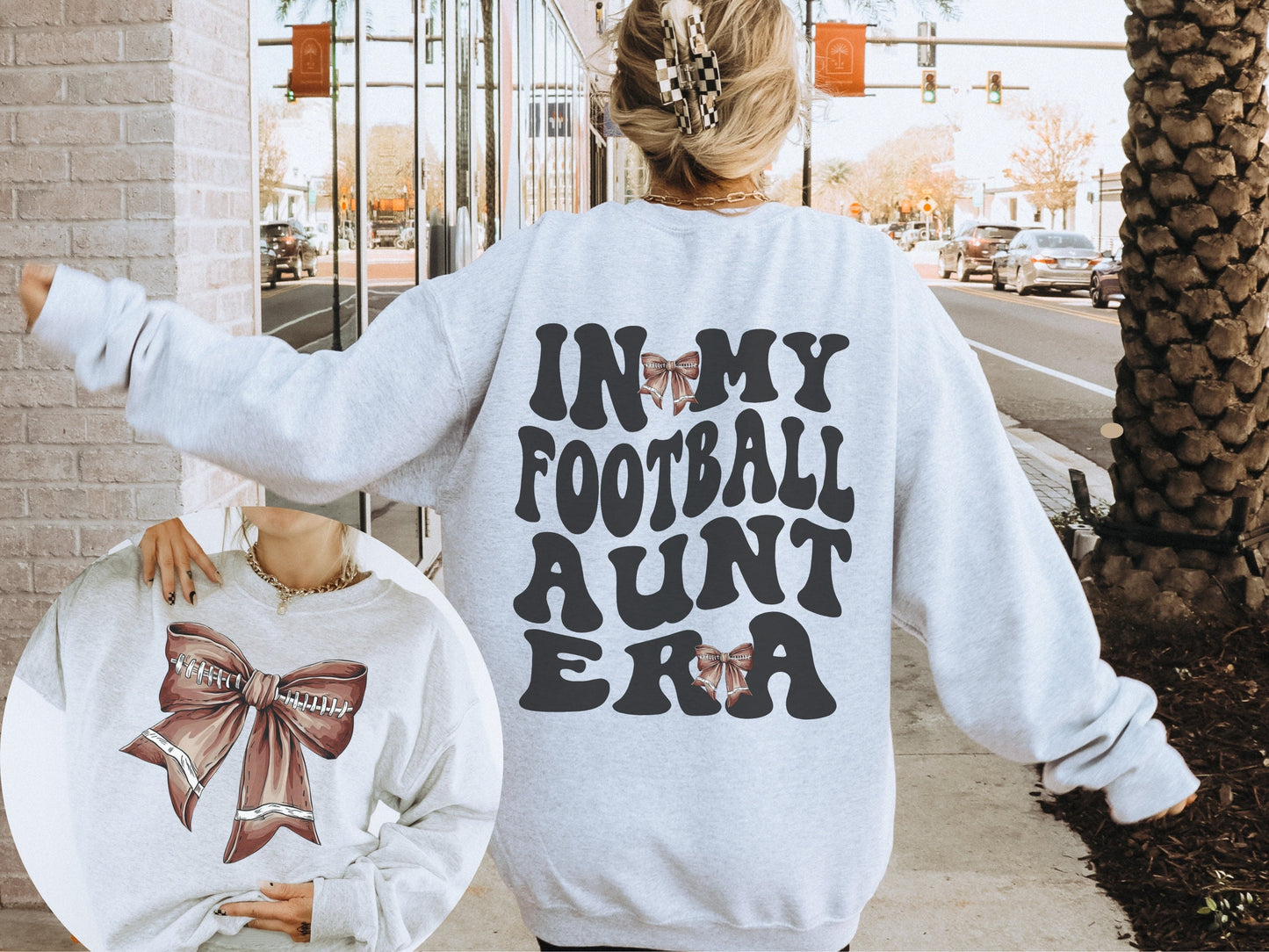 In My Football Aunt Era Bow Coquette Sweatshirt