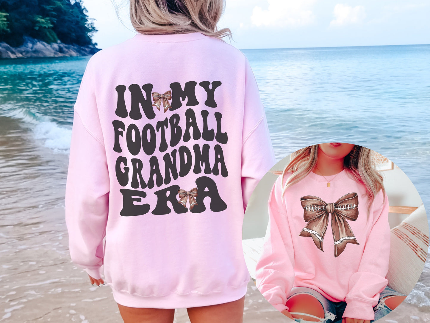 In My Football Grandma Era Bow Coquette Sweatshirt