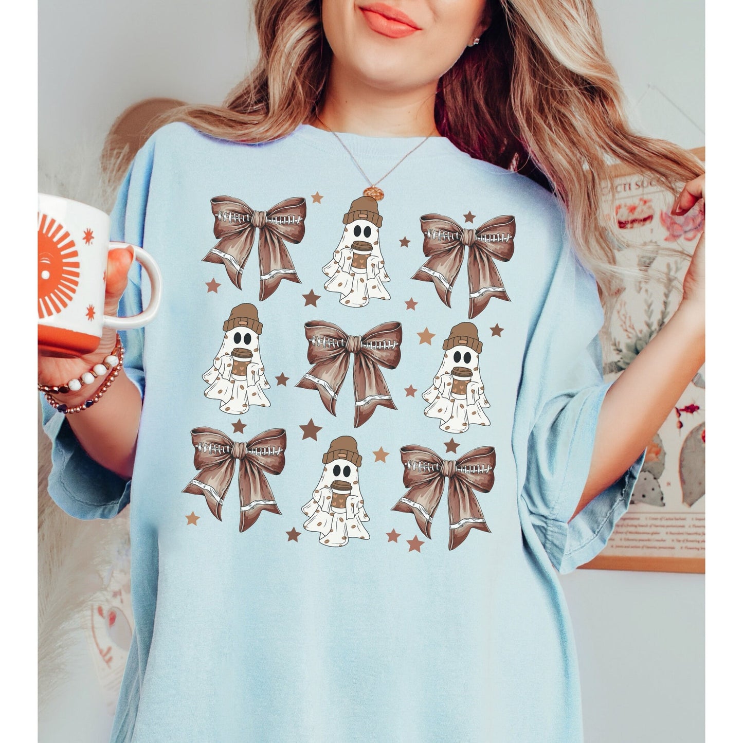 Football Bow Ghost Coffee Shirt