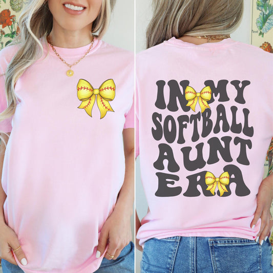 In My Softball Aunt Era Bow Coquette Shirt,