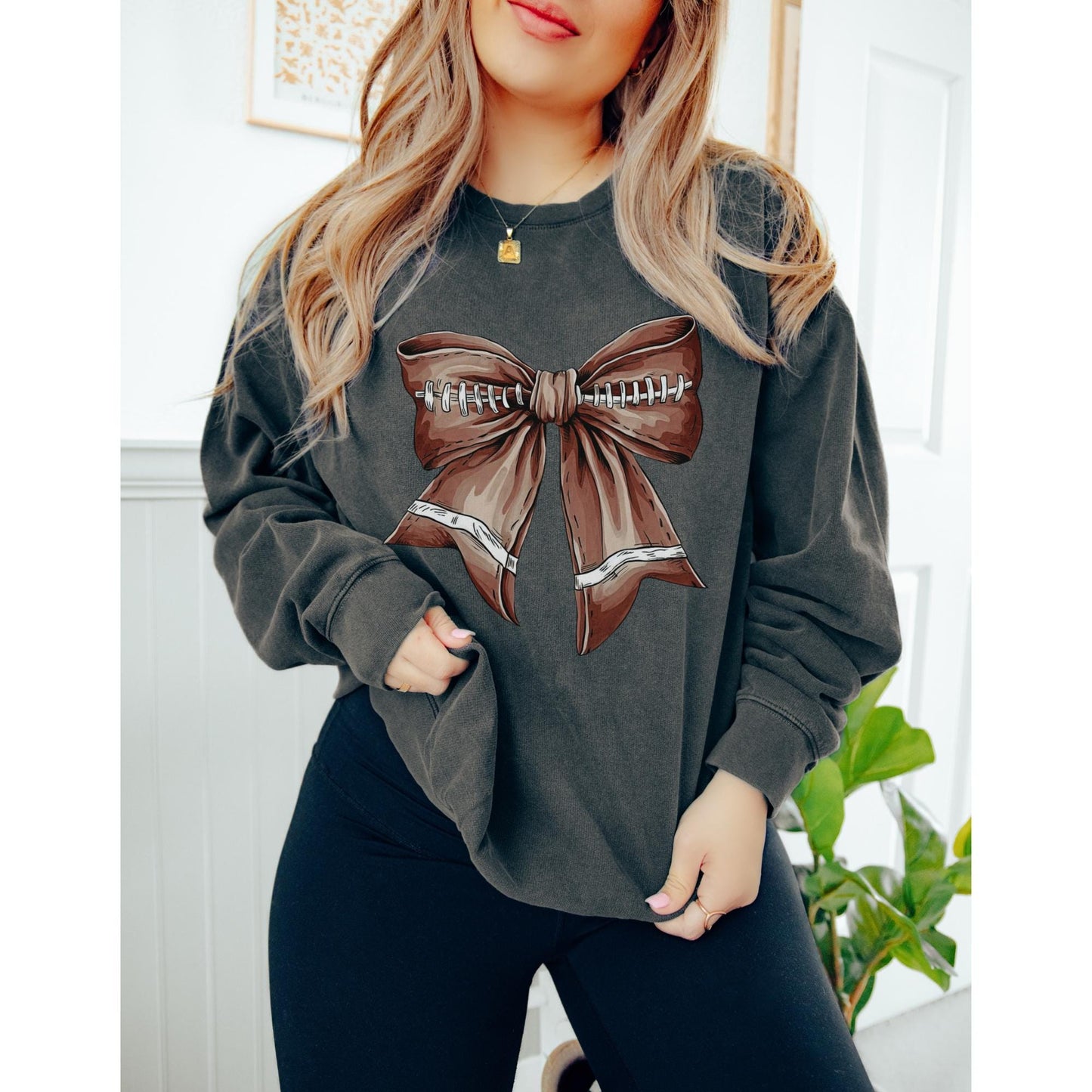 Football Bow Sweatshirt