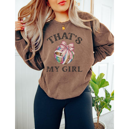 Volleyball Mom Disco Coquette Bow Sweatshirt