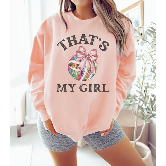 Volleyball Mom Disco Coquette Bow Sweatshirt