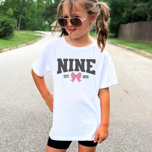 Coquette Bow Ninth Birthday Shirt