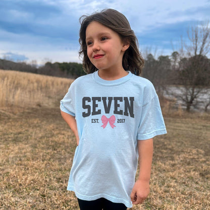 Coquette Bow Seventh Birthday Shirt