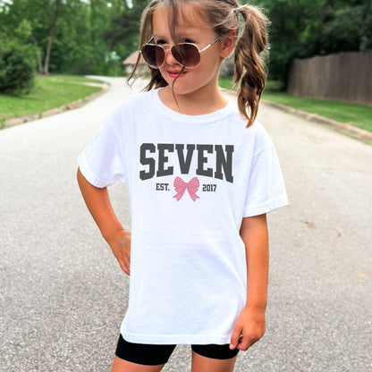 Coquette Bow Seventh Birthday Shirt