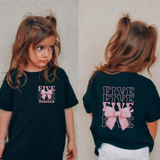 Personalized 5th Birthday Bow Shirt