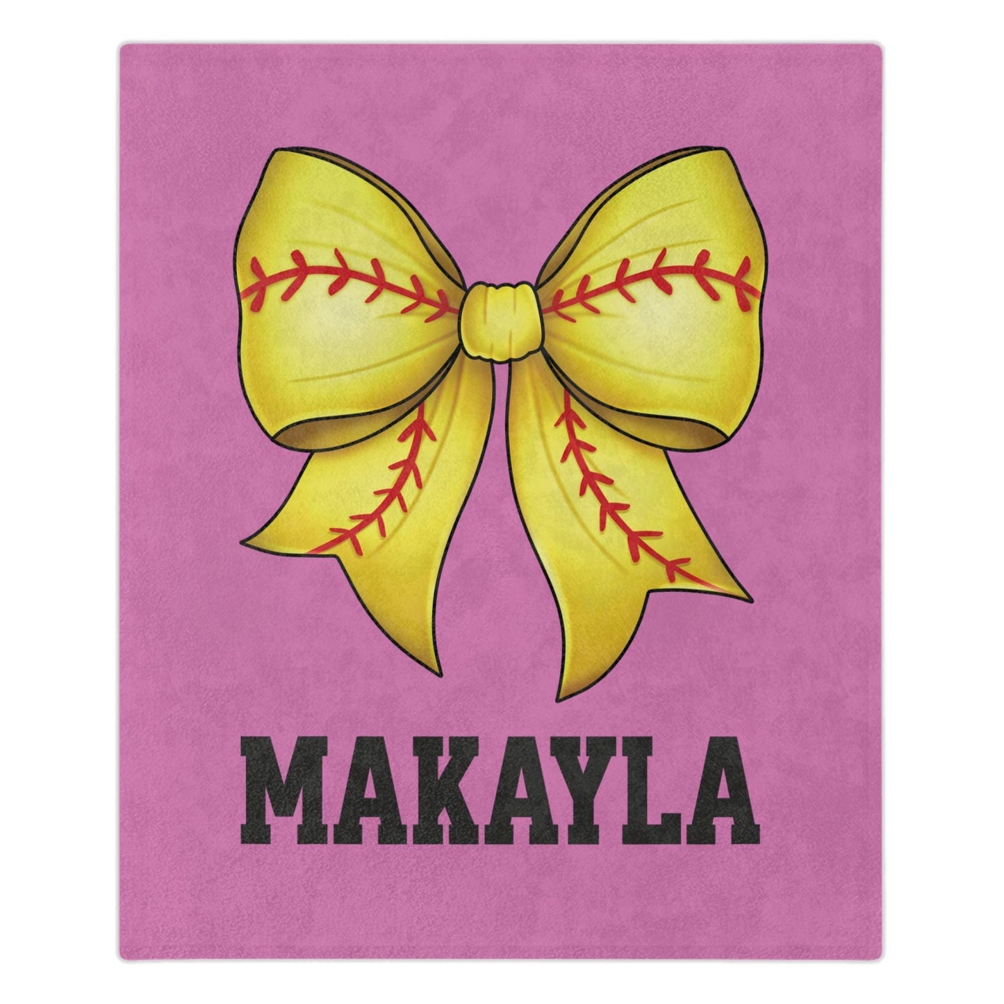 Custom Name Softball Bow Blanket