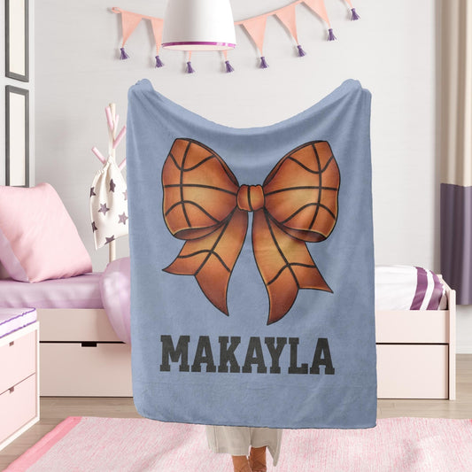 Custom Name Basketball Bow Blanket