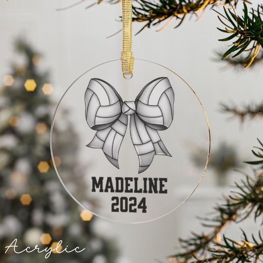 Personalized Volleyball Bow Coquette Ornament