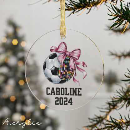 Personalized Soccer Bow Coquette Ornament