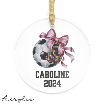 Personalized Soccer Bow Coquette Ornament