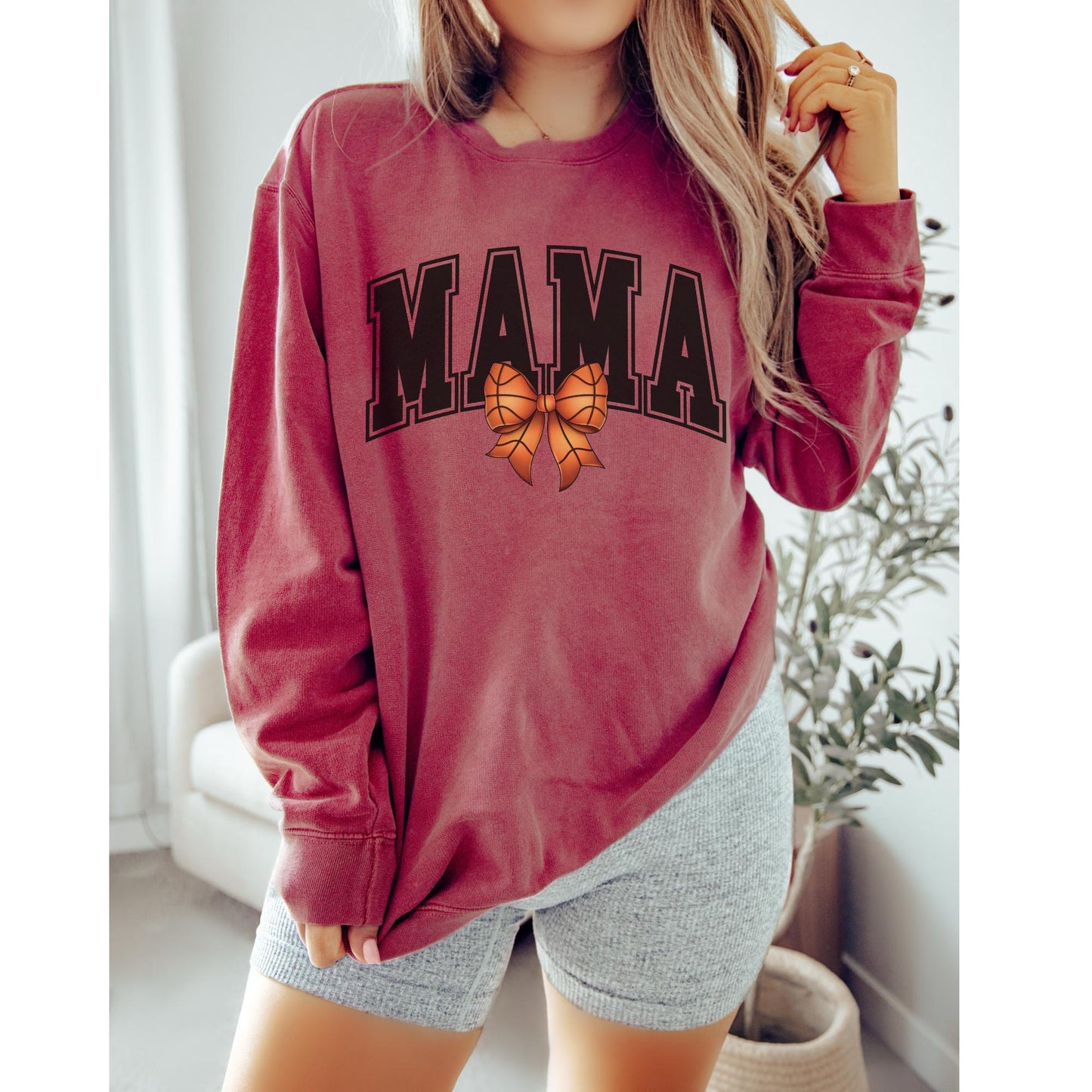 Basketball Mama Bow Sweatshirt