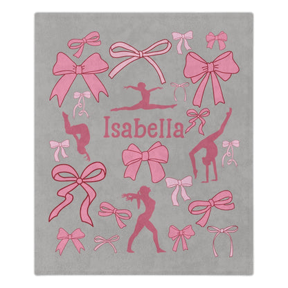 Personalized Name Gymnastics Coquette Bow Blanket