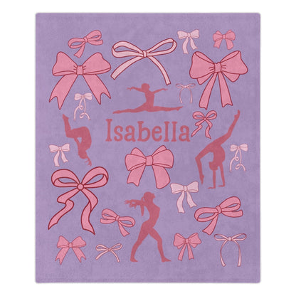 Personalized Name Gymnastics Coquette Bow Blanket