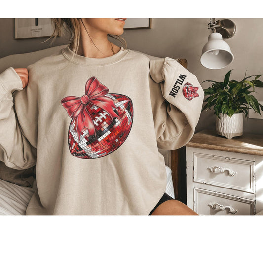 Personalized Football Disco Bow Sweatshirt