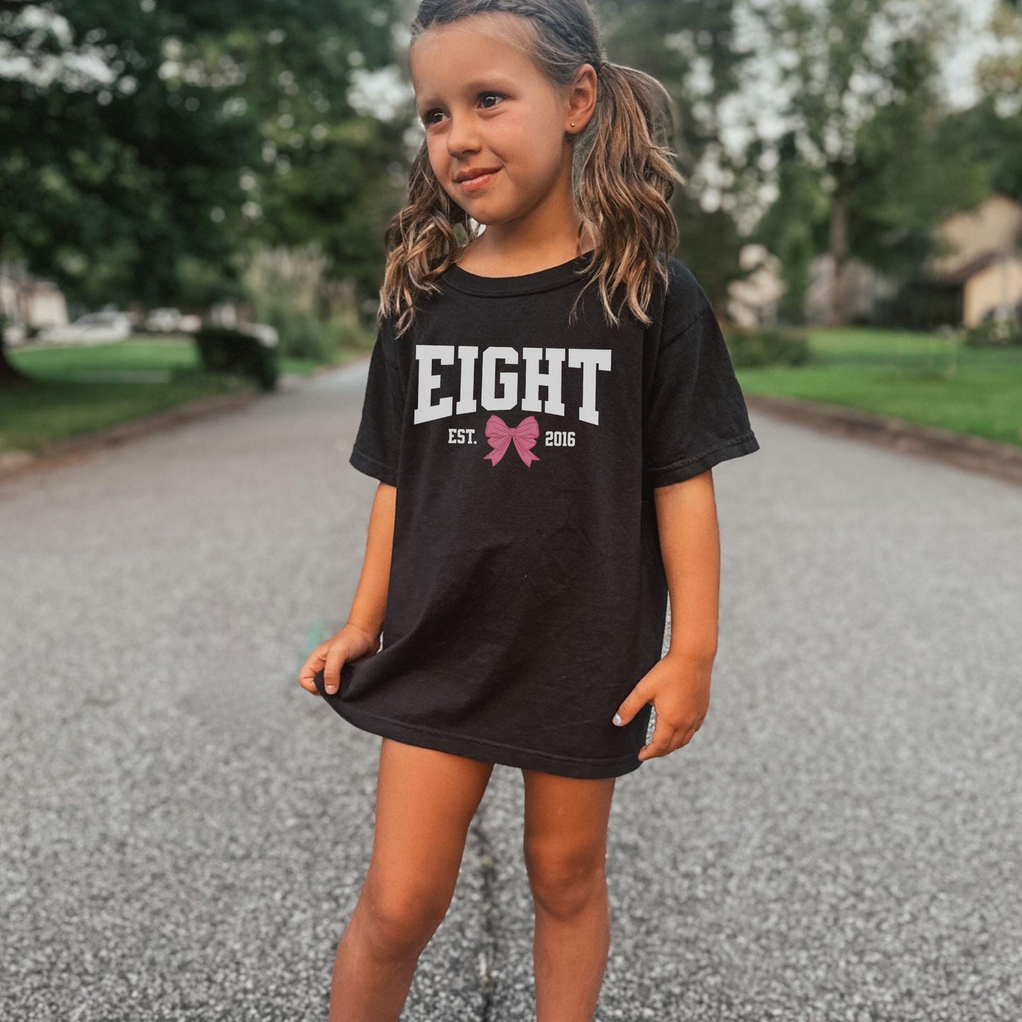 Coquette Bow Eighth Birthday Shirt