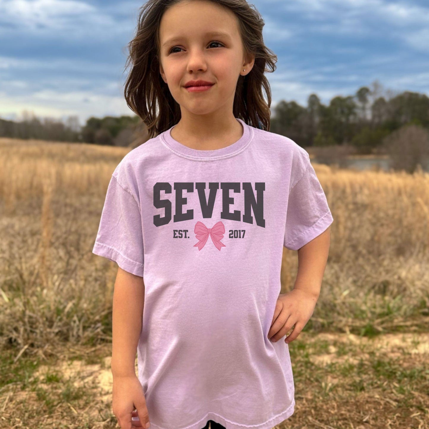 Coquette Bow Seventh Birthday Shirt