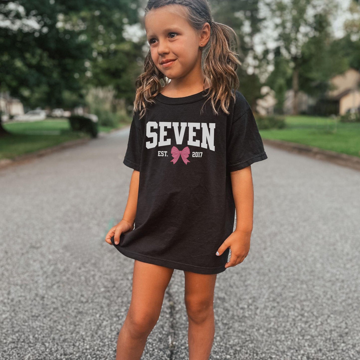 Coquette Bow Seventh Birthday Shirt