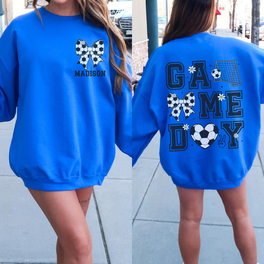 Personalized Soccer Bow Sweatshirt