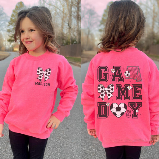 Personalized Soccer Bow Sweatshirt