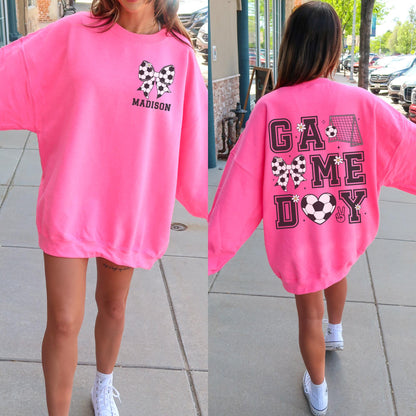 Personalized Soccer Bow Sweatshirt